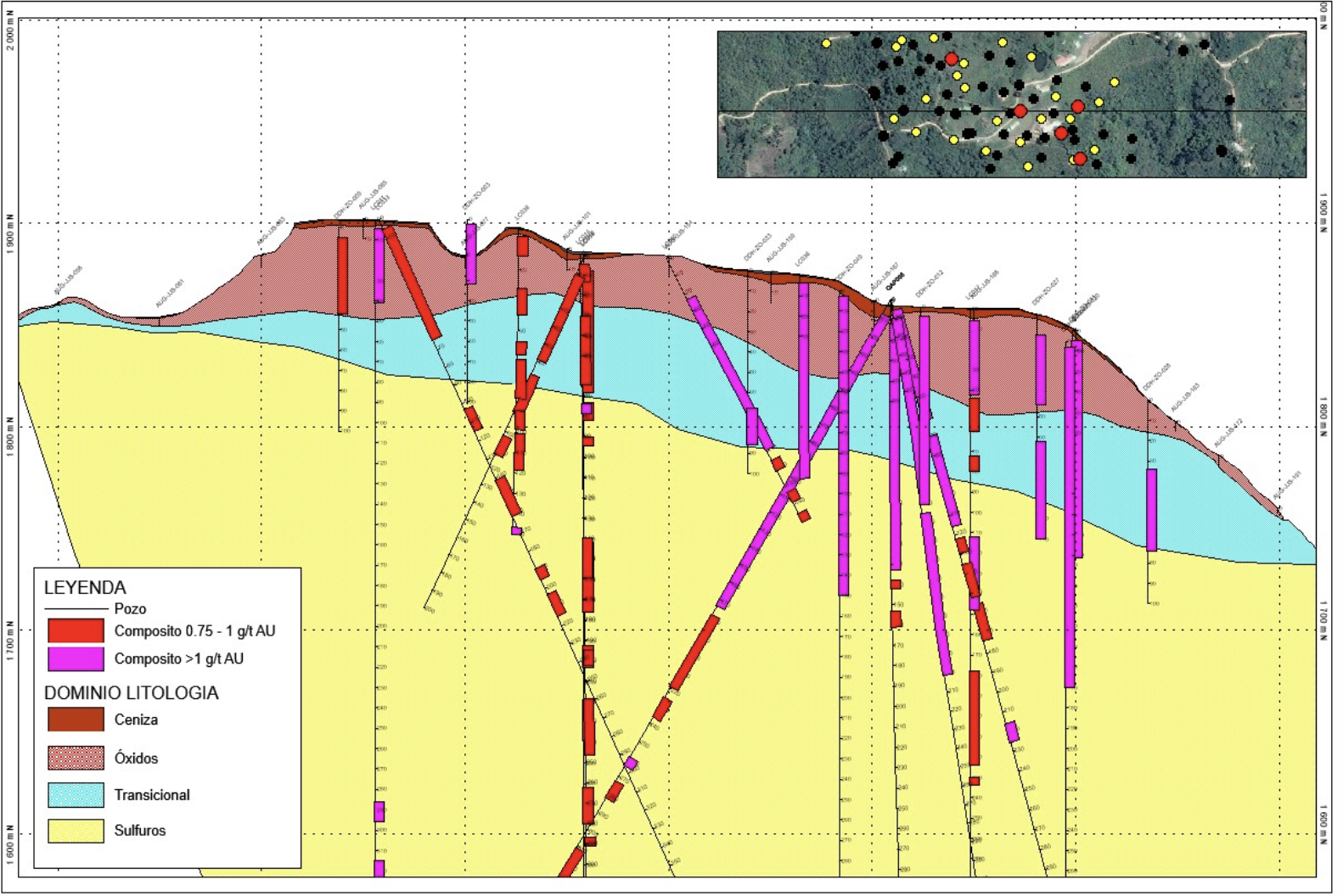 Long Section Showing Drill Holes